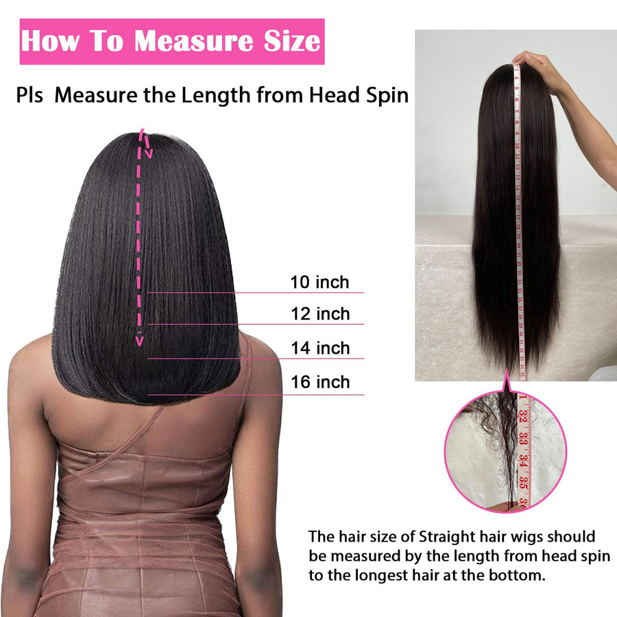 ManeMajesty 14 Inch Straight Lace Front Bob With Bangs Glueless Human Hair Wig - FT-1280M - B0CC529HLF