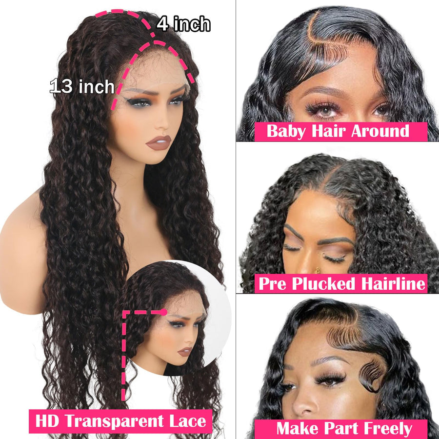 ManeMajesty Deep Wave 13x4 Lace Front Human Hair Wig - FT-2312H - B0CC55S1GF