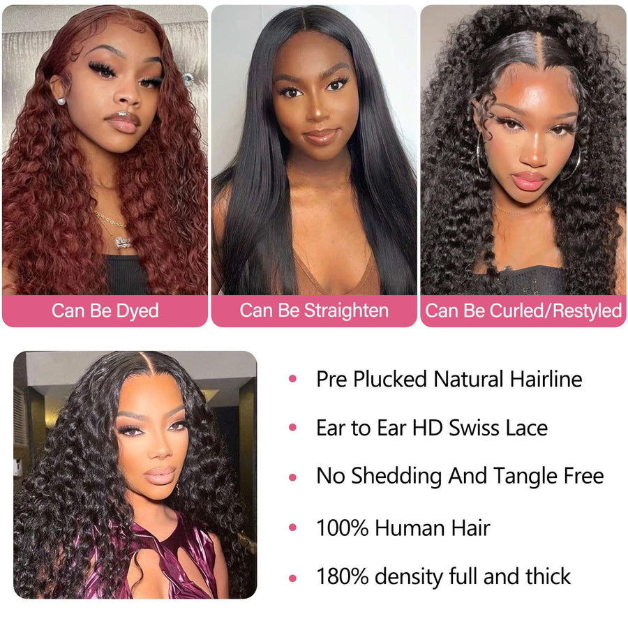 ManeMajesty Deep Wave 13x4 Lace Front Human Hair Wig - FT-2312H - B0CC55S1GF