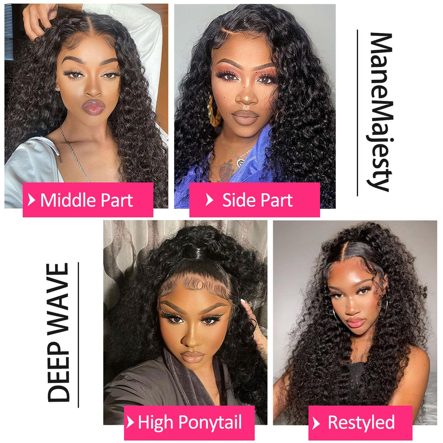 ManeMajesty Deep Wave 13x4 Lace Front Human Hair Wig - FT-2312H - B0CC55S1GF