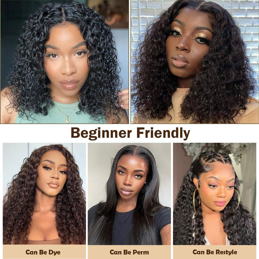 ManeMajesty Deep Curly 13x4 T Part Lace Front Glueless Human Hair Wig - FT-2211 - B0CC57CKSX