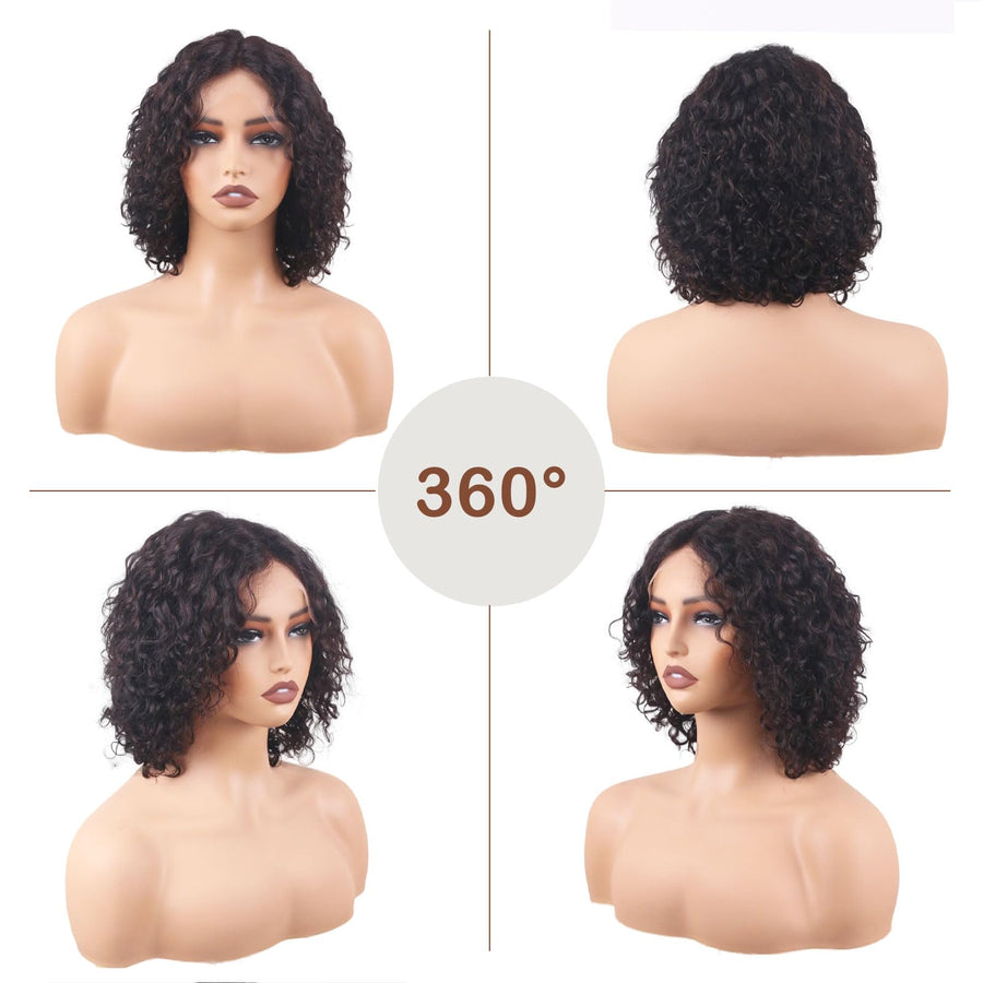 ManeMajesty Deep Curly 13x4 T Part Lace Front Glueless Human Hair Wig - FT-2211 - B0CC57CKSX