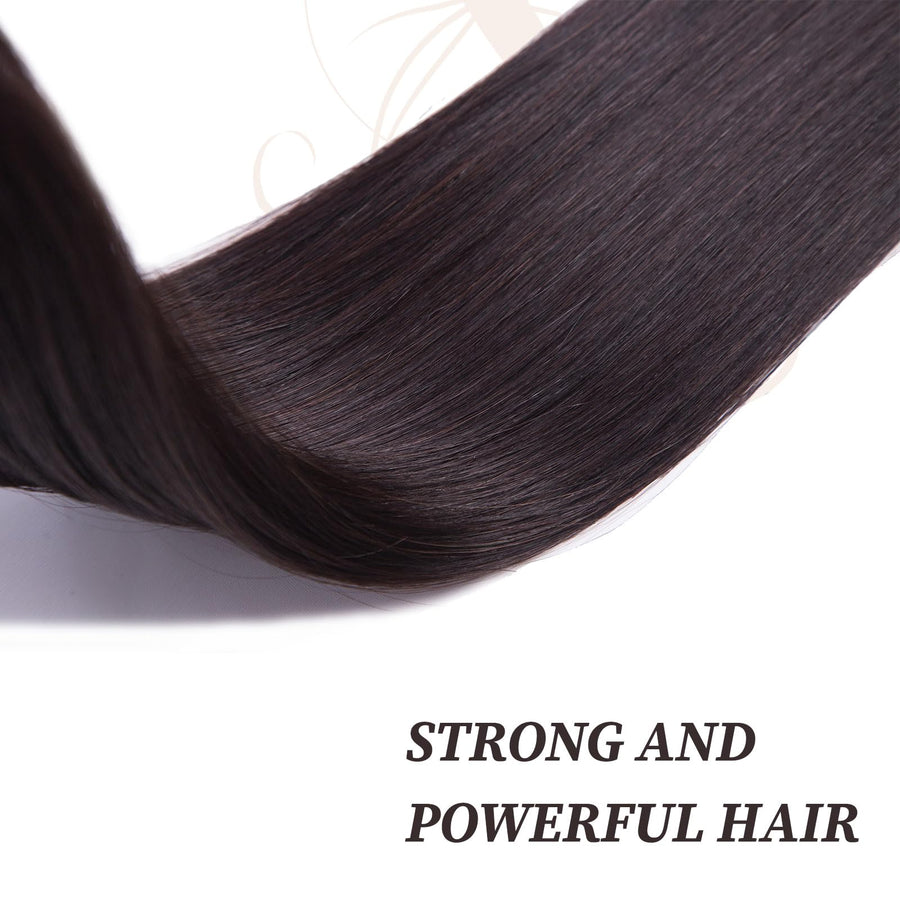ManeMajesty Straight Clip-In Human Hair Extensions - 14 #2-Espresso - B0CJL29GQH