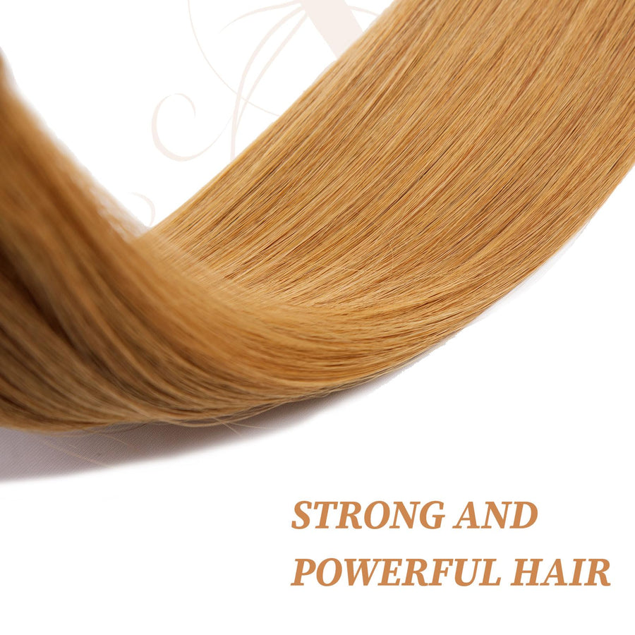 ManeMajesty Straight Clip-In Human Hair Extensions - 14 #270-Caramel - B0CJLZSHLW