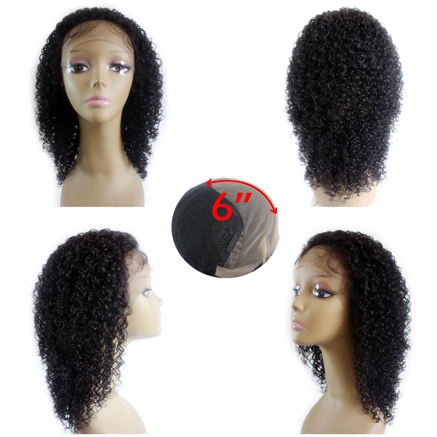 ManeMajesty 16 Inch Kinky Curly 13x6 Lace Front Glueless Wear and Go Human Hair Wig - FT-2082C-1 - B0CLJ9QDSZ