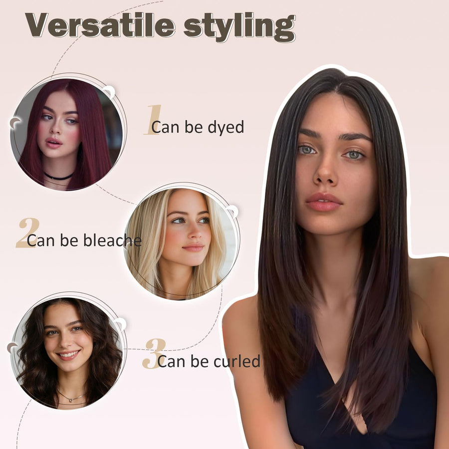 ManeMajesty 16 Inch Straight 13x6 Lace Front Glueless Wear and Go Human Hair Wig - FT-2076C-1 - B0CLJBF3YC