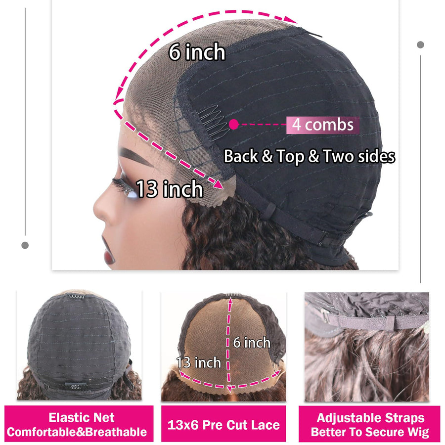 ManeMajesty 16 Inch Body Wave 13x6 Lace Front Glueless Wear and Go Human Hair Wig - FT-2079-C-1 - B0CLJBQV6N