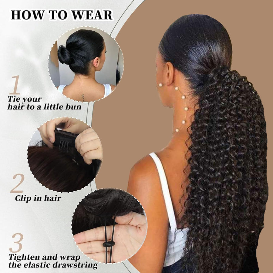 ManeMajesty Kinky Curly Drawstring Ponytail Extension - FT-2187 - B0D7ZXGN27
