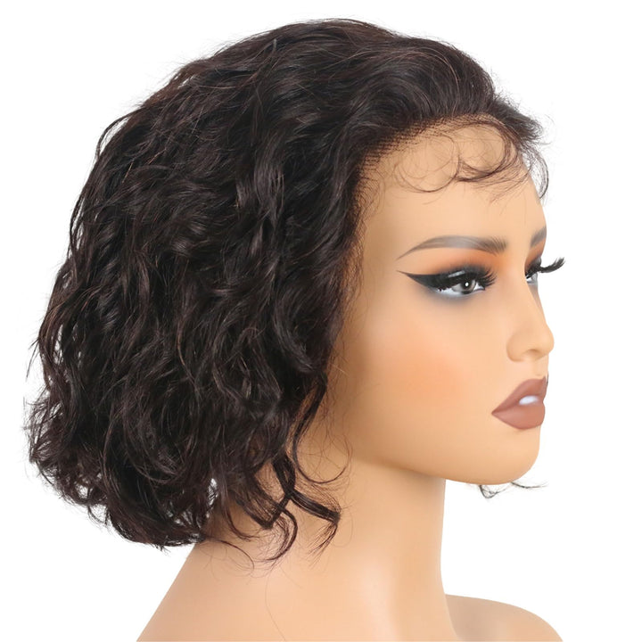 ManeMajesty Body Wave 13x5 Lace Front Bob Pixie Cut Glueless Human Hair Wig