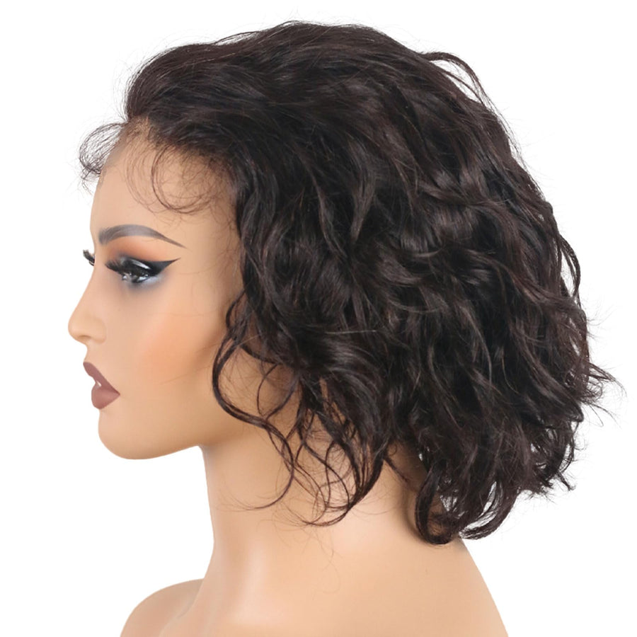 ManeMajesty Body Wave 13x5 Lace Front Bob Pixie Cut Glueless Human Hair Wig - FT- 2117 - B0D87D94ZT