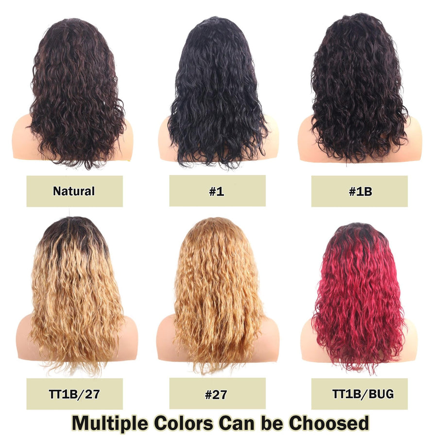 ManeMajesty 20 Inch Curly Wave Lace Front Human Hair Wig - FT-2086 #1B - B0DBKNLKWQ