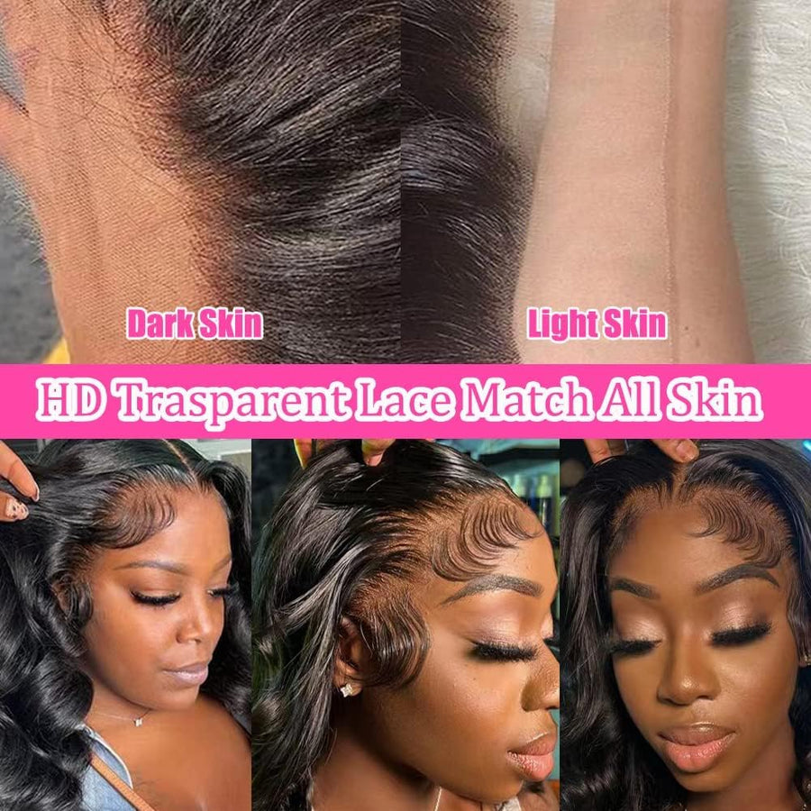 ManeMajesty 18 Inch Body Wave Lace Front Human Hair Wig - FT-2091 #1B - B0DBKRMC83