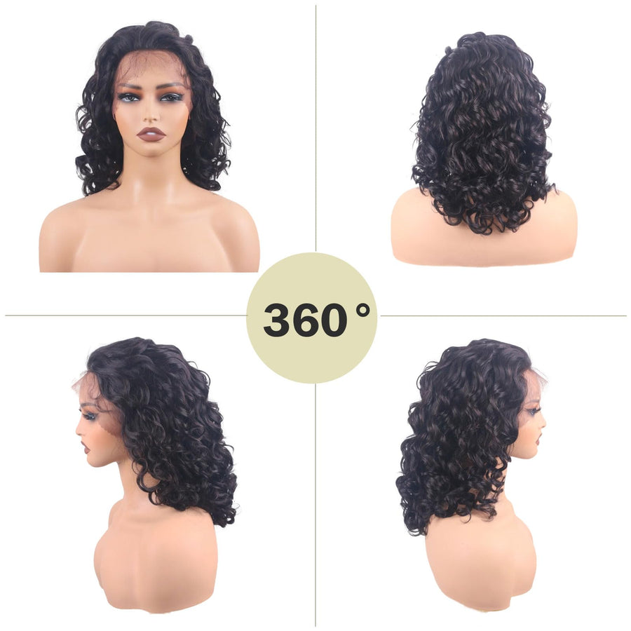 ManeMajesty 18 Inch Body Wave Lace Front Human Hair Wig - FT-2091 #1B - B0DBKRMC83
