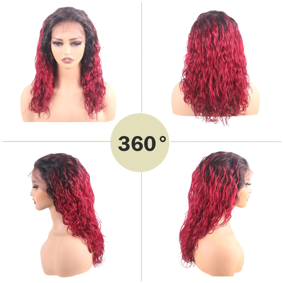 ManeMajesty 20 Inch Curly Wave Lace Front Human Hair Wig - FT-2086 TT1B/BUG - B0DBKV12F5