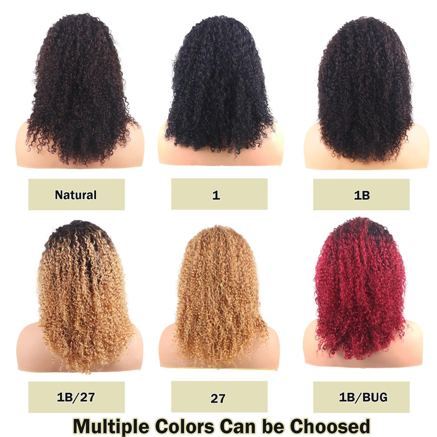 ManeMajesty 18 Inch Kinky Curly Lace Front Human Hair Wig - FT-2087 #1B - B0DBKZ1YJY