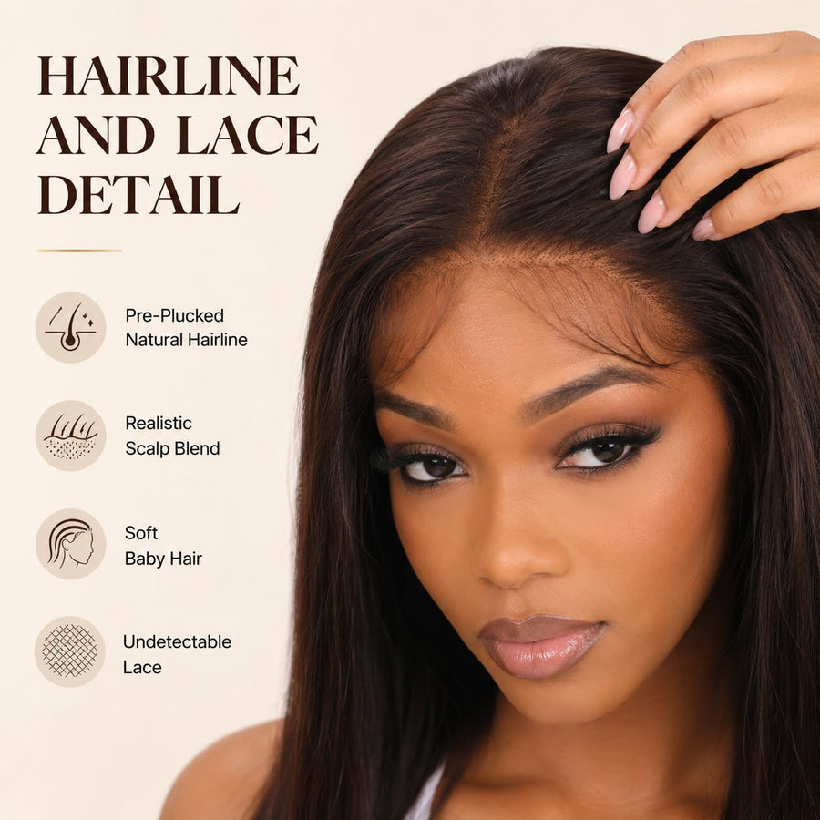 ManeMajesty Straight 13x4 Lace Front Glueless Human Hair Wig - FT-2308J-1 - B0DHFN3L2J