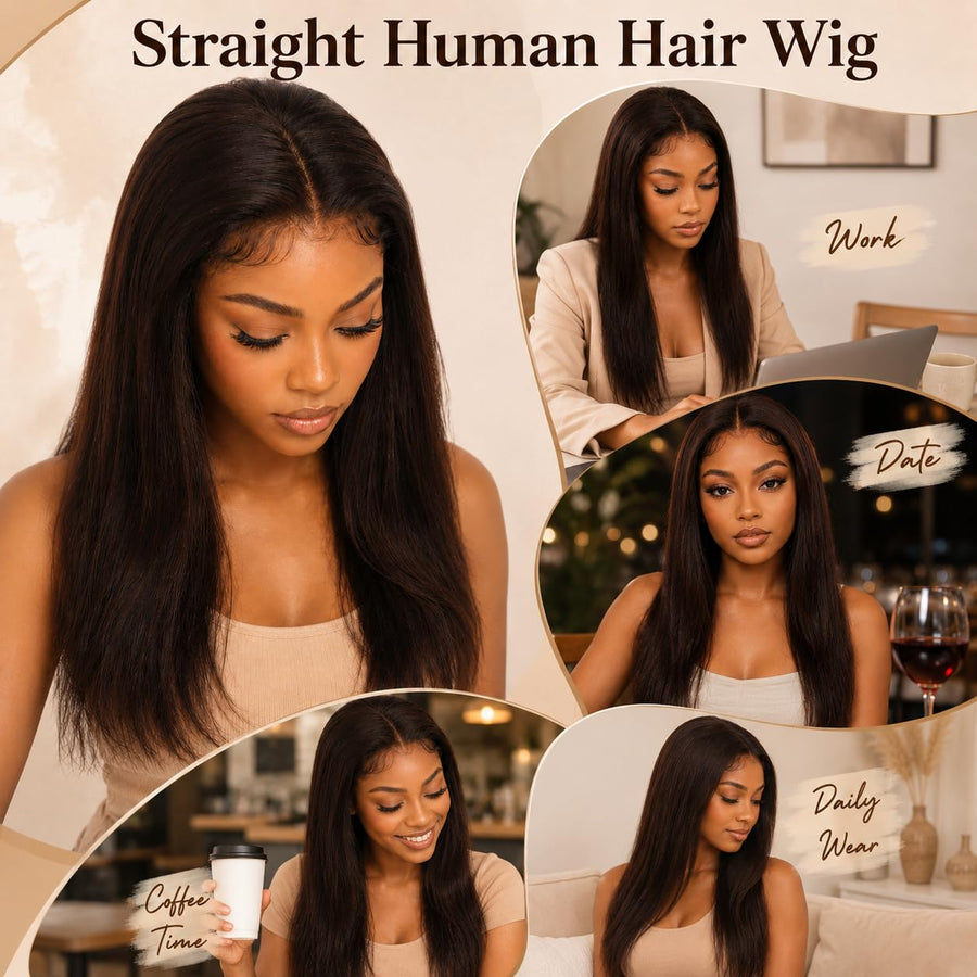 ManeMajesty Straight 13x4 Lace Front Glueless Human Hair Wig - FT-2308J-1 - B0DHFN3L2J