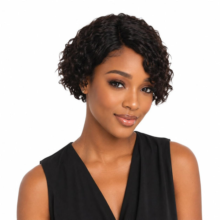 ManeMajesty Curly Lace Front Bob Glueless Wear and Go Human Hair Wig
