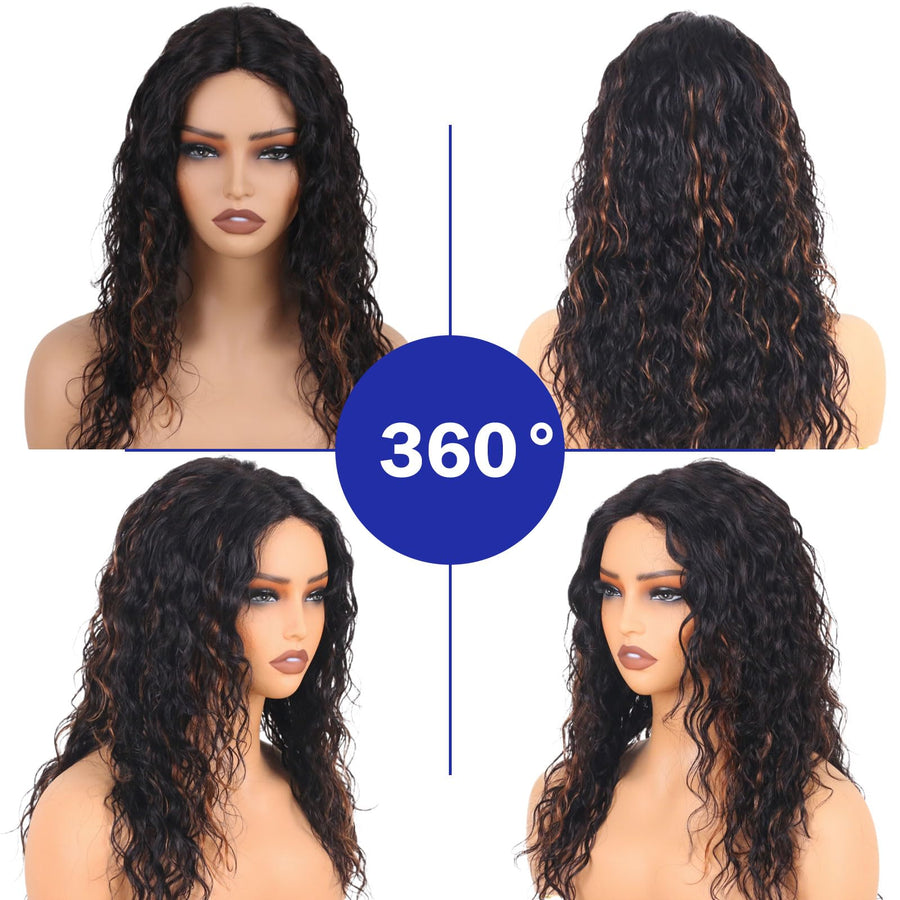 ManeMajesty Wet and Wavy T Part Lace Front Glueless Wear and Go Human Hair Wig - FT-2212D-FS1B/30 - B0DMVDY8KC