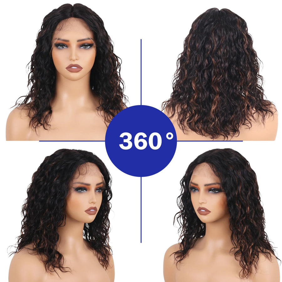 ManeMajesty Wet and Wavy T Part Lace Front Glueless Wear and Go Human Hair Wig - FT-2212B-FS1B/30 - B0DMVFGHQQ