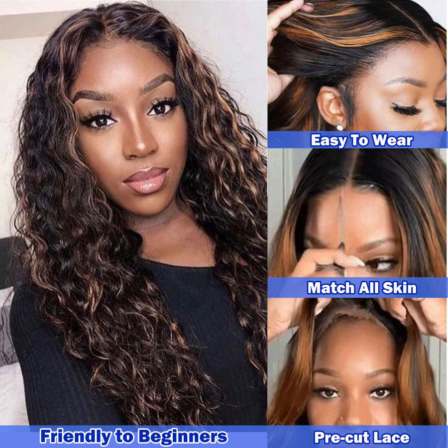ManeMajesty Wet and Wavy T Part Lace Front Glueless Wear and Go Human Hair Wig - FT-2212-FS1B/30 - B0DMVG5TDZ