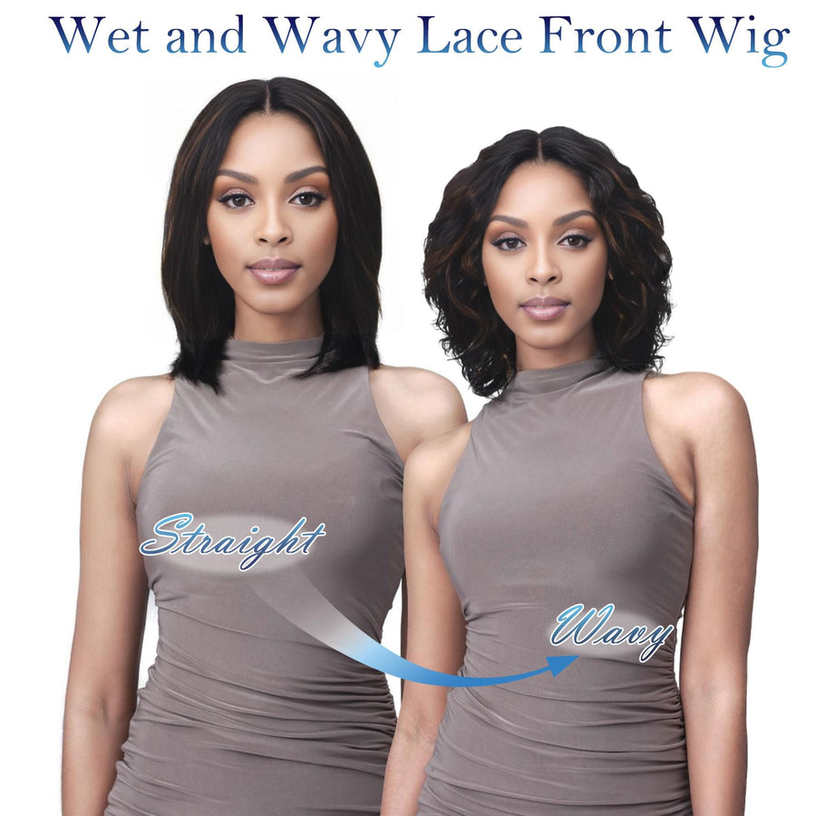 ManeMajesty Wet and Wavy T Part Lace Front Glueless Wear and Go Human Hair Wig - FT-2212-FS1B/30 - B0DMVG5TDZ