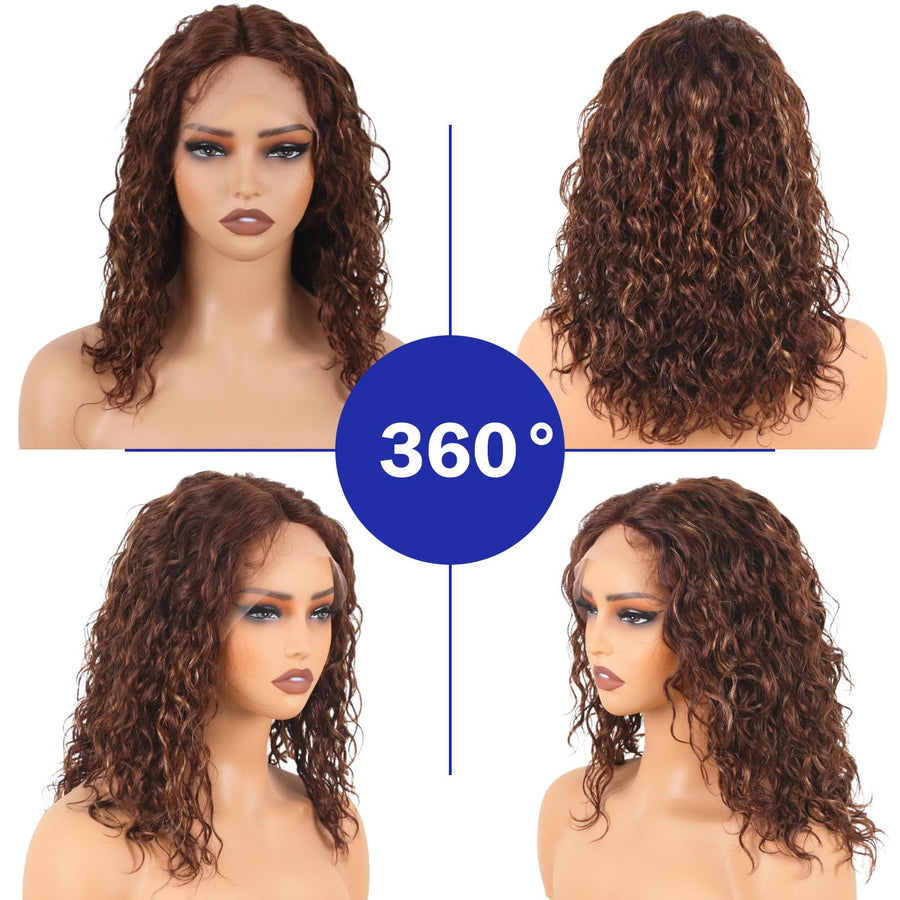 ManeMajesty Wet and Wavy T Part Lace Front Glueless Wear and Go Human Hair Wig - FT-2212B-FS4/27 - B0DMVGF46S