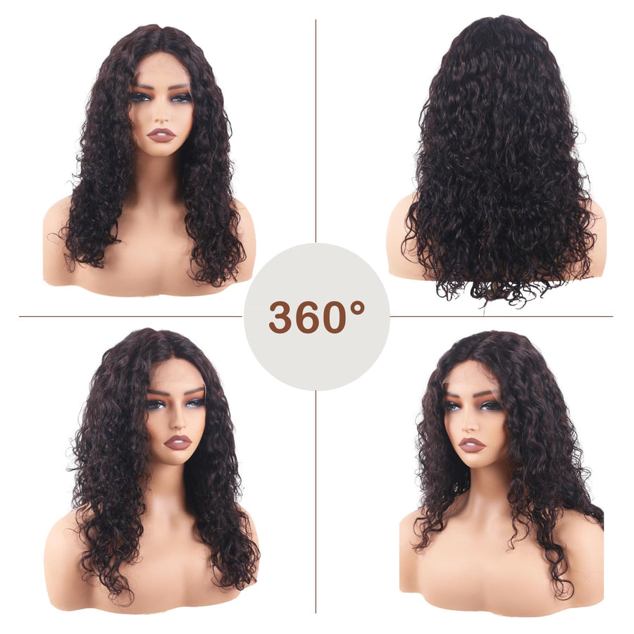 ManeMajesty Deep Curly 13x4 T Part Lace Front Glueless Human Hair Wig - FT--2211D-1 - B0DP6J65XY