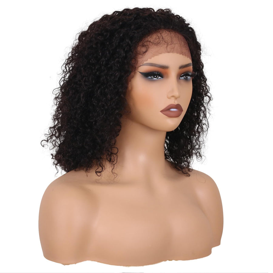 ManeMajesty 14 Inch Kinky Curly Lace Front Glueless Human Hair Wig - FT-2131-NA - B0F1MQK9J5