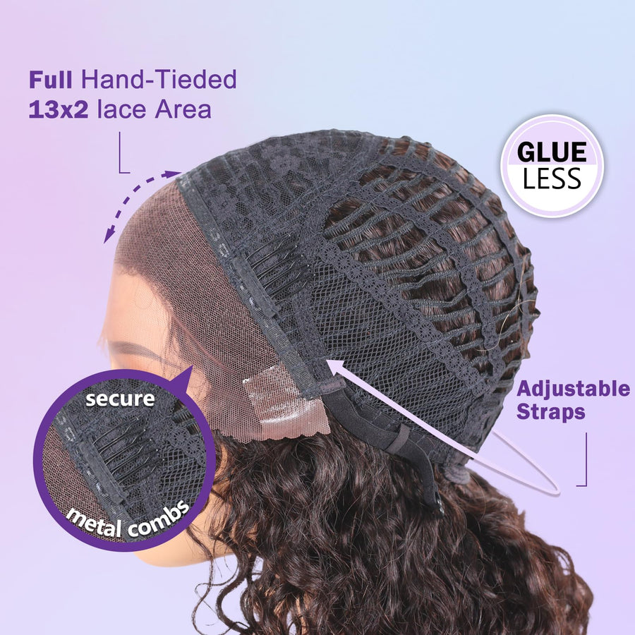 ManeMajesty 14 Inch Kinky Curly Lace Front Glueless Human Hair Wig - FT-2131-NA - B0F1MQK9J5