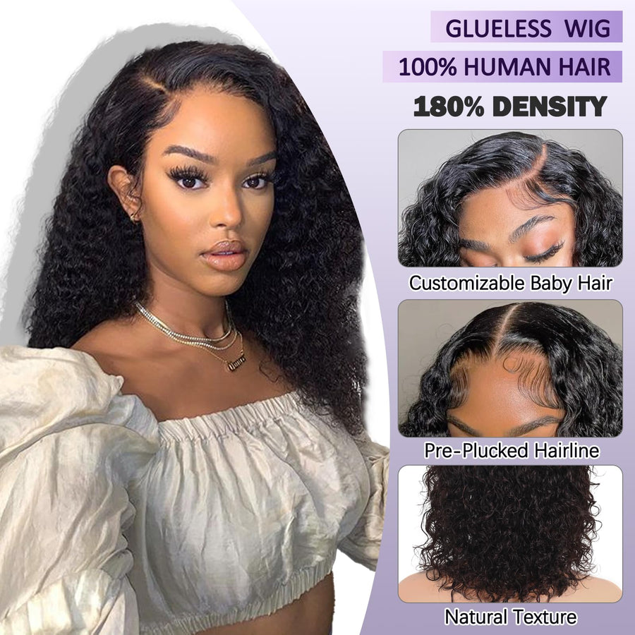 ManeMajesty 14 Inch Jerry Curly Lace Front Glueless Human Hair Wig - FT-1614M-NA - B0F1MRRWC6