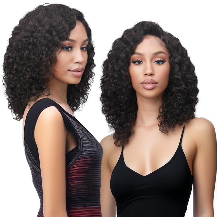 ManeMajesty 14 Inch Jerry Curly Lace Front Glueless Human Hair Wig - FT-1614M-NB - B0F1MRVGZY