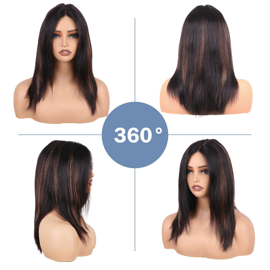 ManeMajesty Straight Lace Front Glueless Wear and Go Human Hair Wig - FT-2210B-FS1B/30 - B0F28FZFV8