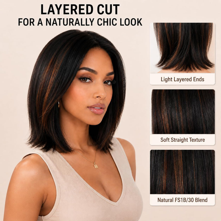 ManeMajesty Straight Lace Front Glueless Wear and Go Human Hair Wig - FT-2210-FS1B/30 - B0F28G775X