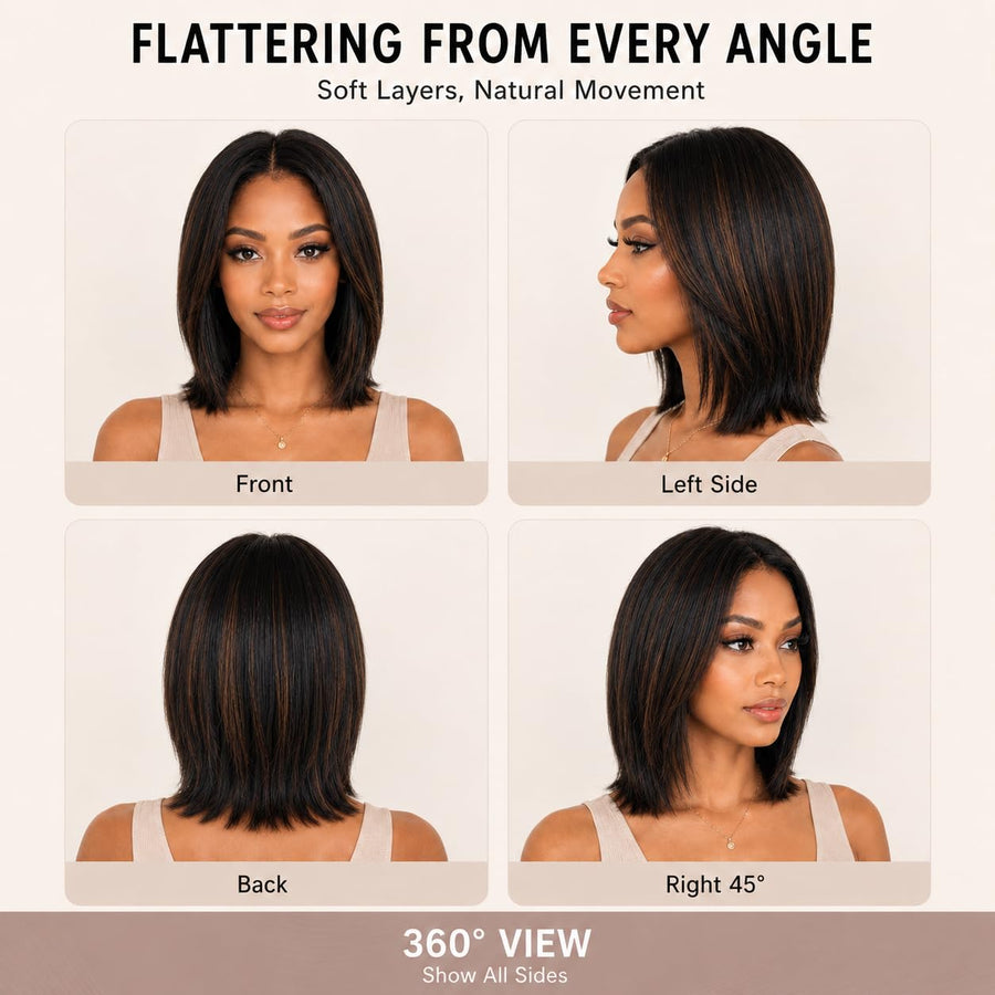 ManeMajesty Straight Lace Front Glueless Wear and Go Human Hair Wig - FT-2210-FS1B/30 - B0F28G775X