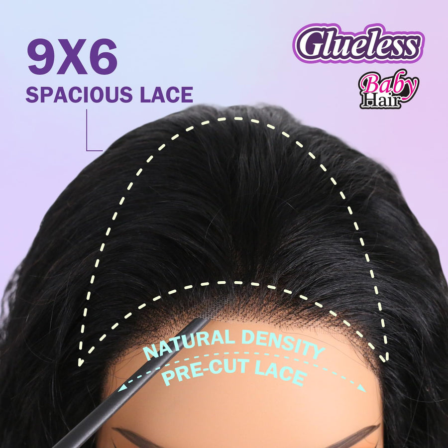ManeMajesty Deep Wave Lace Front Glueless Human Hair Wig - FT-2590-Natural BK - B0F28GX7KY