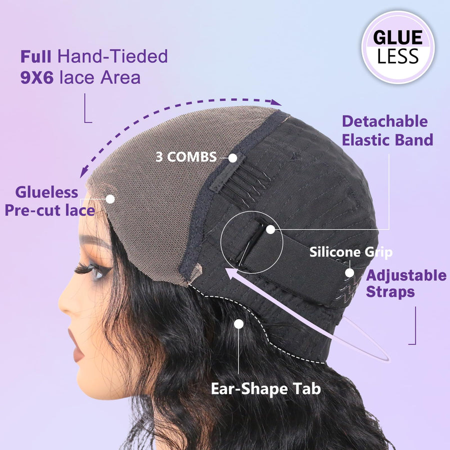 ManeMajesty Deep Wave Lace Front Glueless Human Hair Wig - FT-2590-Natural BK - B0F28GX7KY