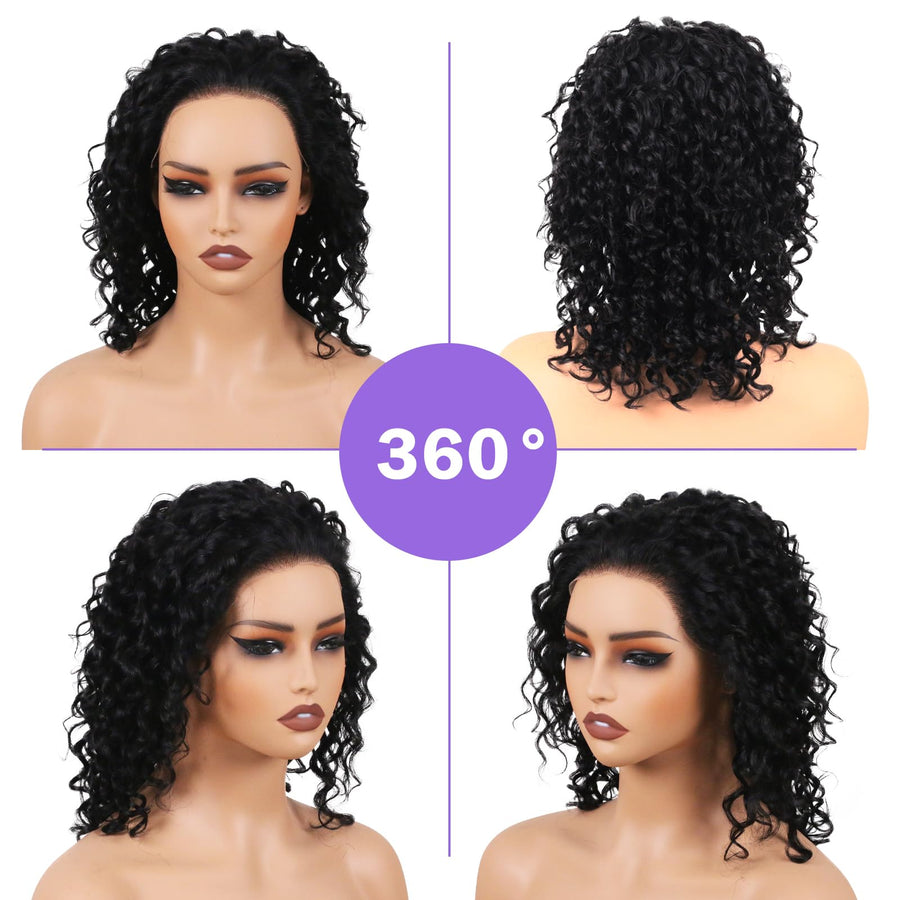 ManeMajesty Deep Wave Lace Front Glueless Human Hair Wig - FT-2590-Natural BK - B0F28GX7KY