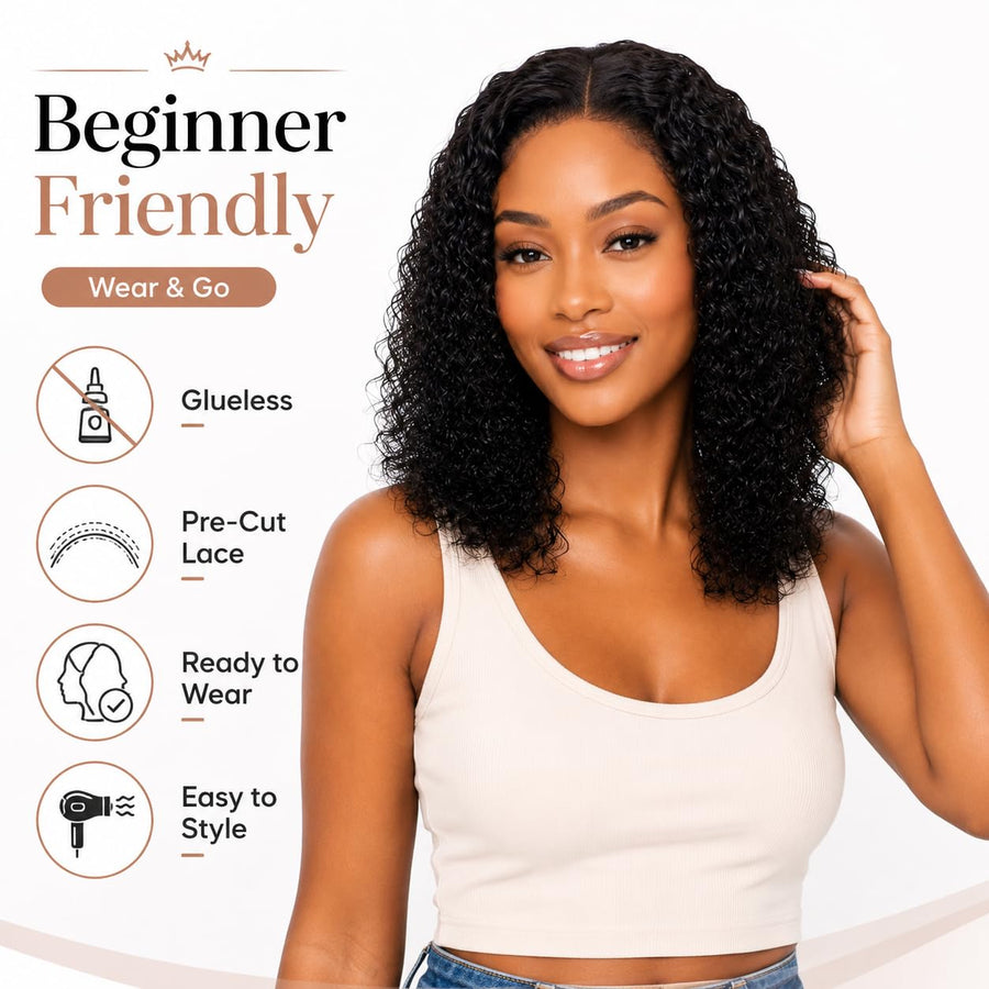ManeMajesty Lace Front Glueless Human Hair Wig - FT-2589C-Natural BK - B0F28H2HHP