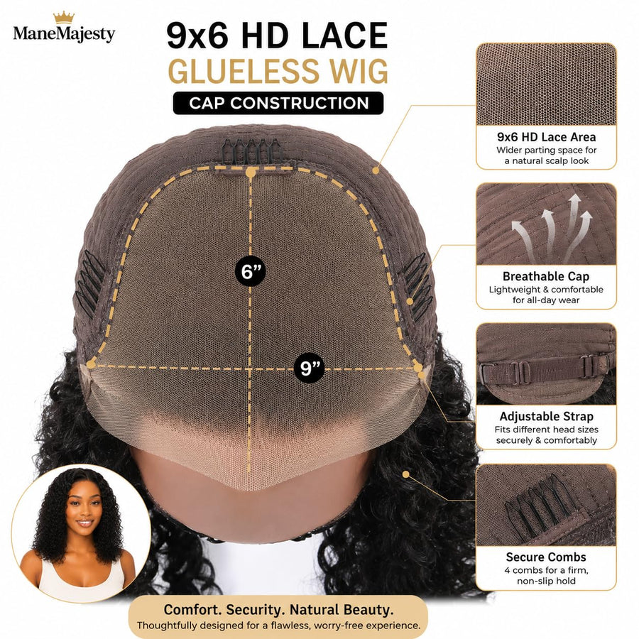 ManeMajesty Lace Front Glueless Human Hair Wig - FT-2589C-Natural BK - B0F28H2HHP
