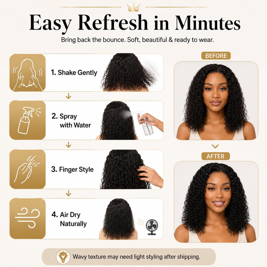 ManeMajesty Lace Front Glueless Human Hair Wig - FT-2589C-Natural BK - B0F28H2HHP