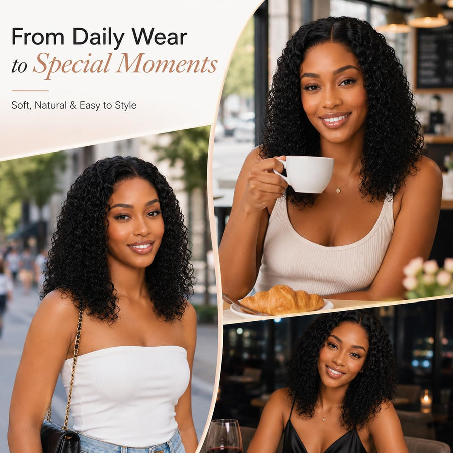 ManeMajesty Lace Front Glueless Human Hair Wig - FT-2589C-Natural BK - B0F28H2HHP