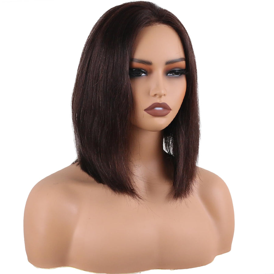 ManeMajesty 12 Inch Straight Lace Front Human Hair Wig - FT-1794-N - B0F28H8RF6