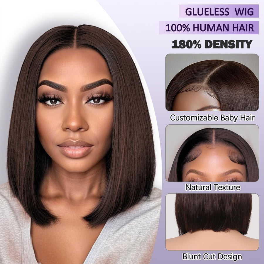 ManeMajesty 12 Inch Straight Lace Front Human Hair Wig - FT-1794-N - B0F28H8RF6