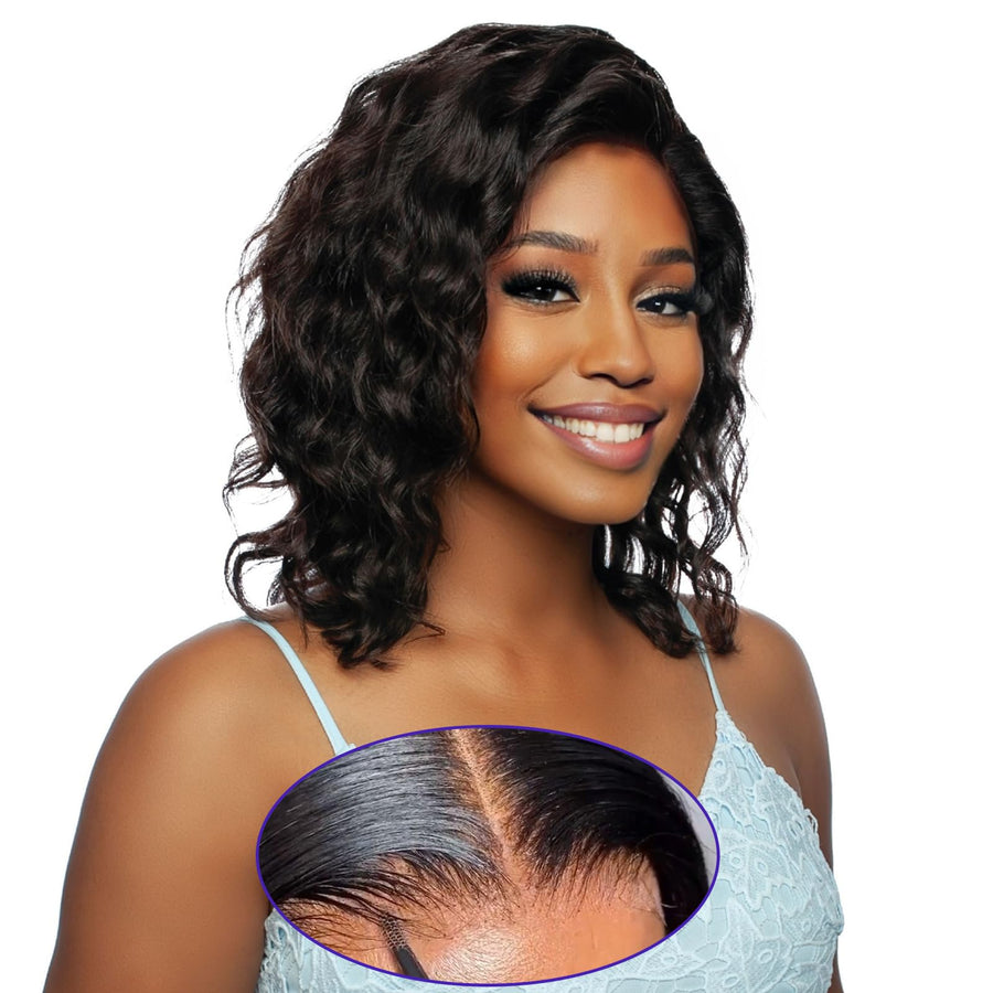 ManeMajesty Body Wave Lace Front Glueless Human Hair Wig - FT-2592-Natural BK - B0F28HKJGR