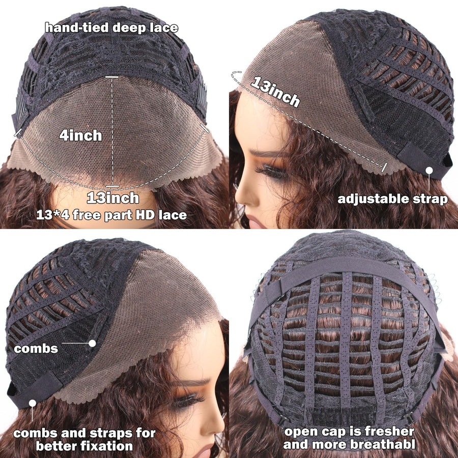 ManeMajesty 18 Inch Curly 13x4 Lace Front Glueless Wear and Go Human Hair Wig - FT-1863-N - B0F28HMC4N