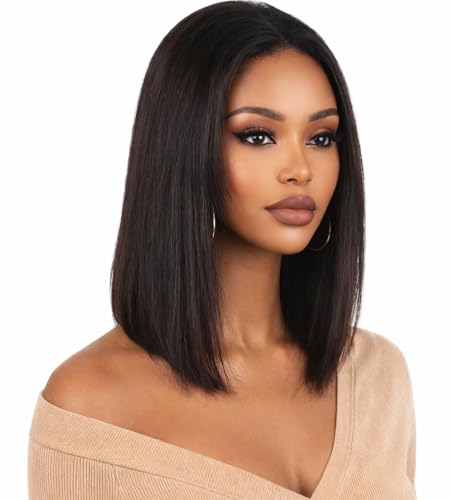ManeMajesty 12 Inch Straight Lace Front Human Hair Wig - FT-1794-NK - B0F28HN55C
