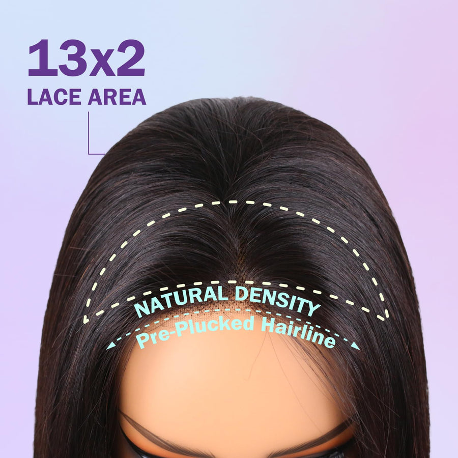 ManeMajesty 12 Inch Straight Lace Front Human Hair Wig - FT-1794-NK - B0F28HN55C