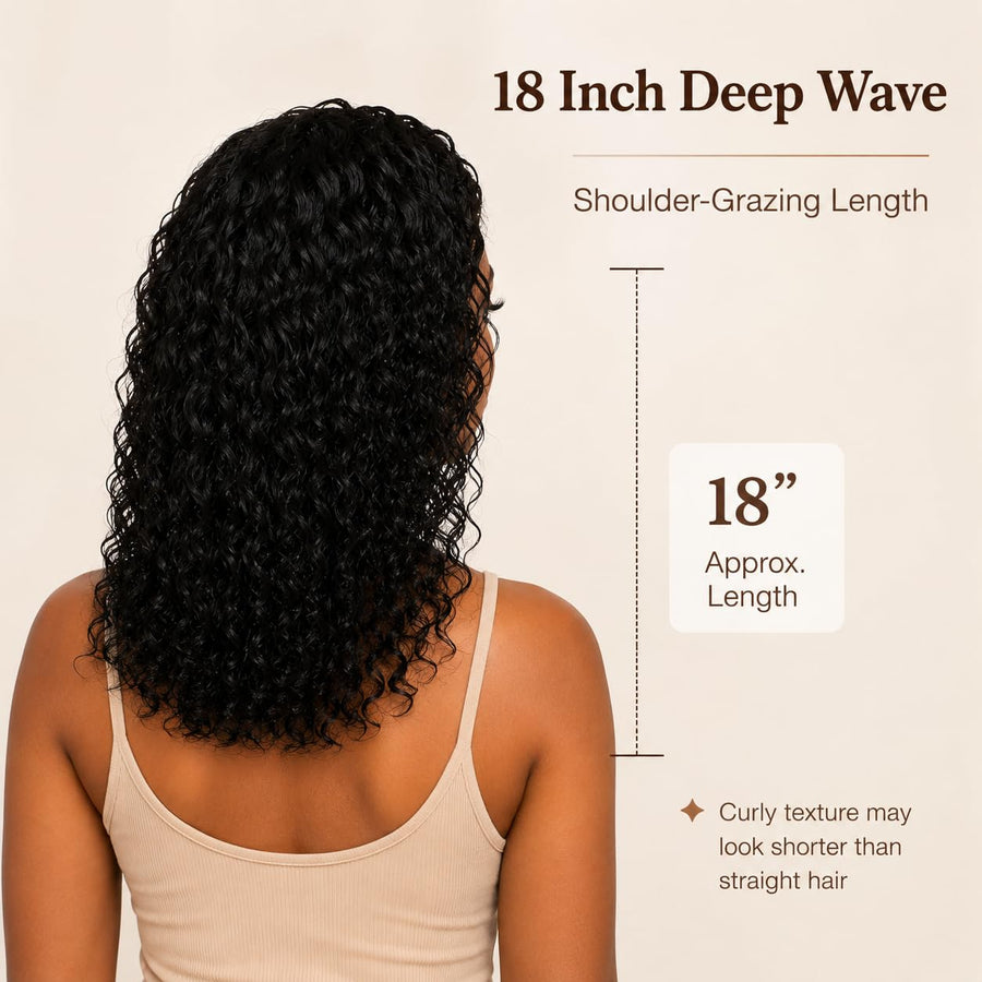 ManeMajesty Deep Wave Lace Front Glueless Human Hair Wig - FT-2590C-Natural BK - B0F28J7MXD