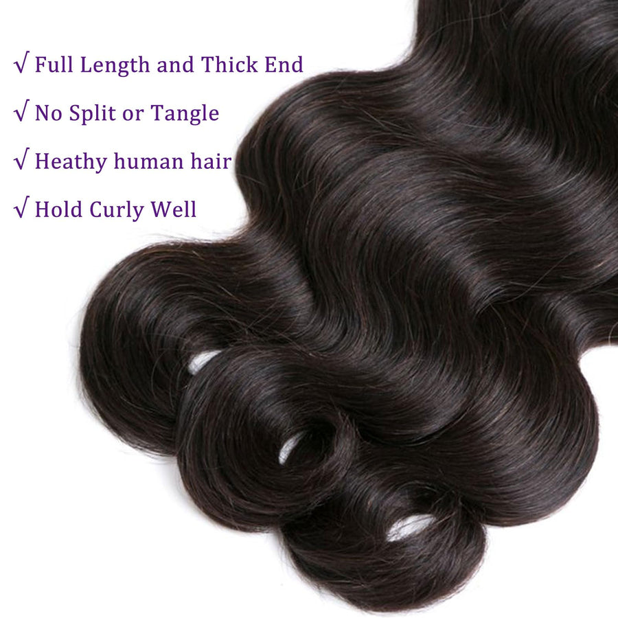 ManeMajesty Body Wave Brazilian Human Hair Bundles - Glossy-Body-10 - B0F3HW1ND1